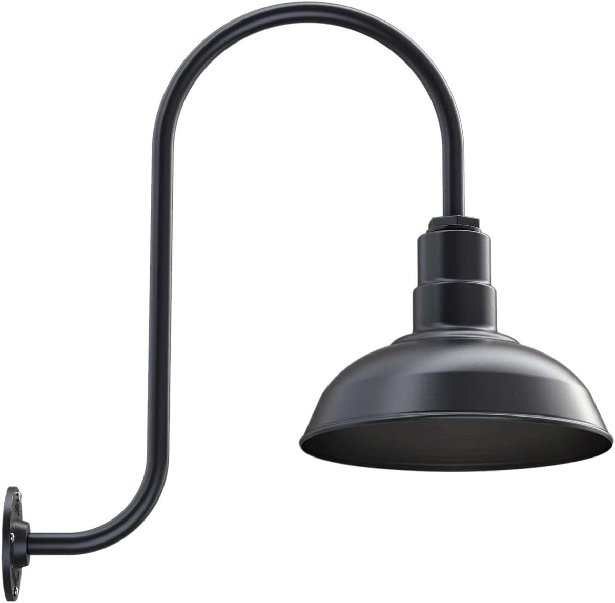 Black Outdoor Wall Mounted Barn Light with 12 inch Dome and 11 inch Straight Arm A701352