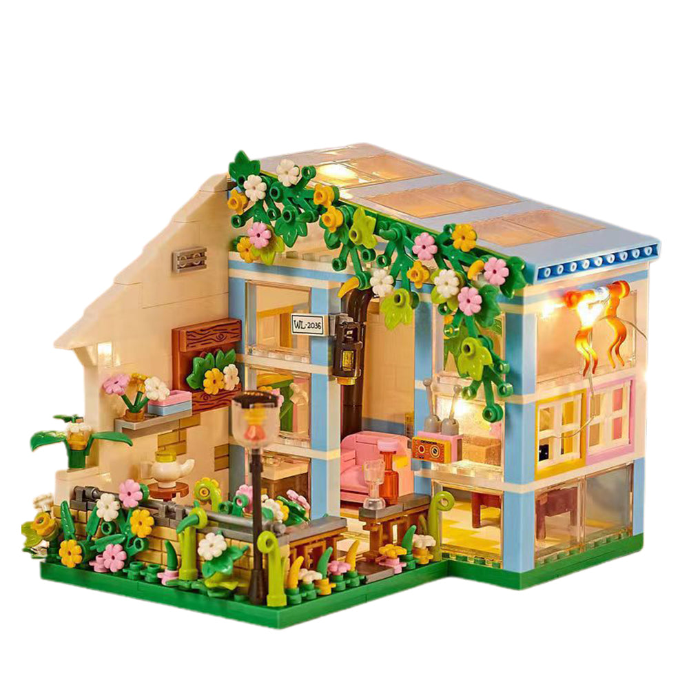 Dollhouse Miniature with Flower Shop, DIY Wooden Crafts Christmas Kit G48248
