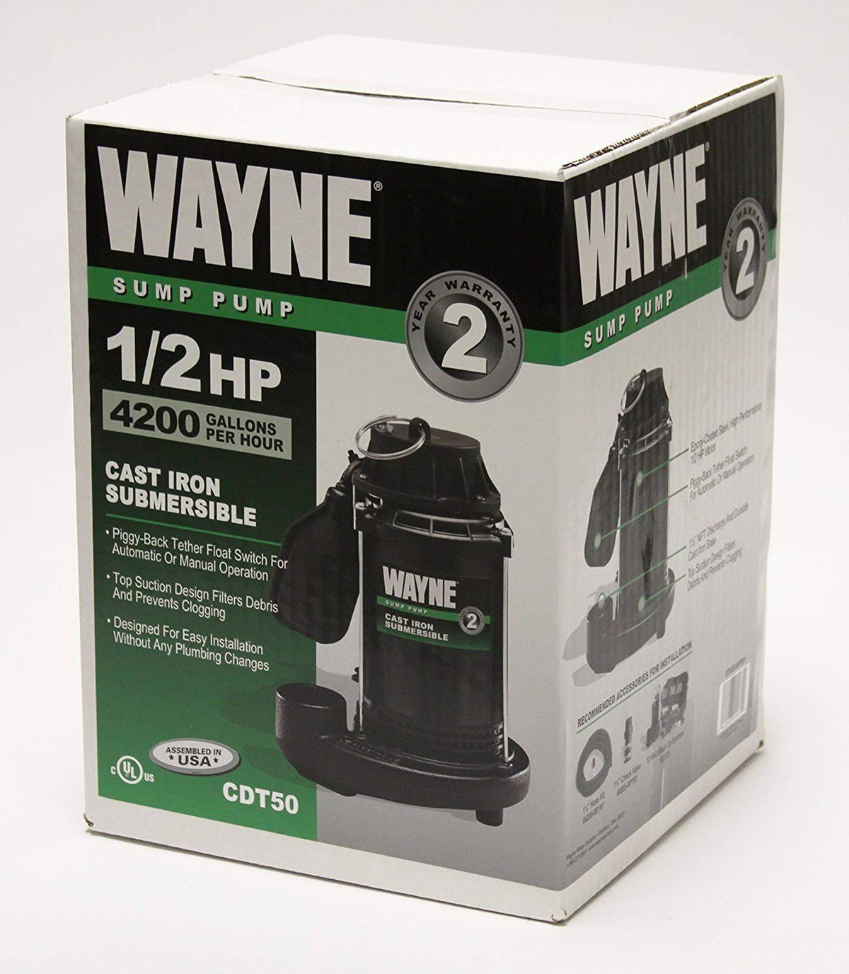 1/2 HP Cast-Iron Submersible Sump Pump Z768