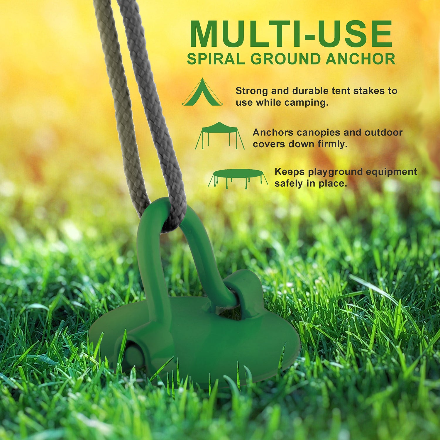 4 Pack 8 Inch Green Twist Tent Stakes S84483