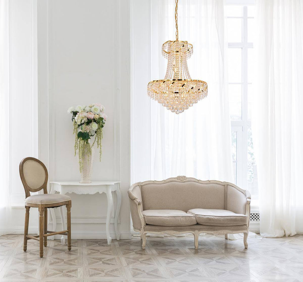 11 Light Gold Chandelier Clear Crystal E8508