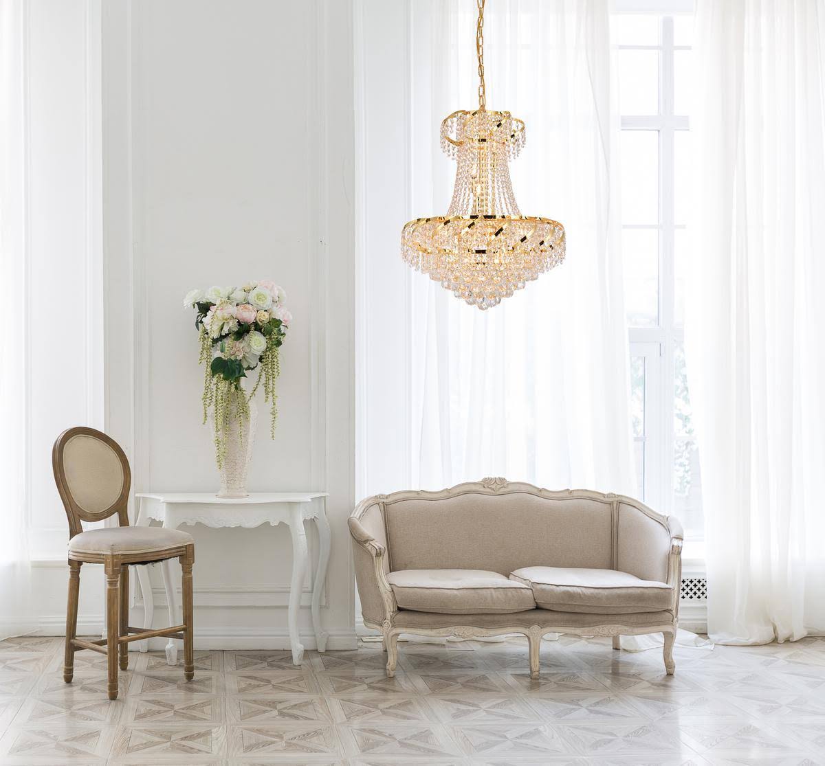 11 Light Gold Chandelier Clear Crystal E8508