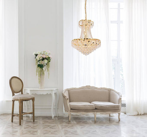 11 Light Gold Chandelier Clear Crystal E8508