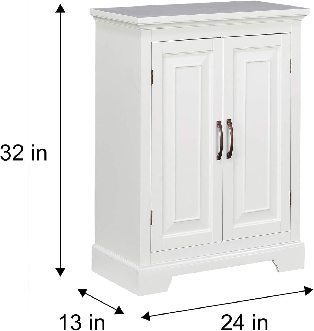 White Freestanding Floor Cabinet with 2 Doors 2 Adjustable Inner Shelves P5788