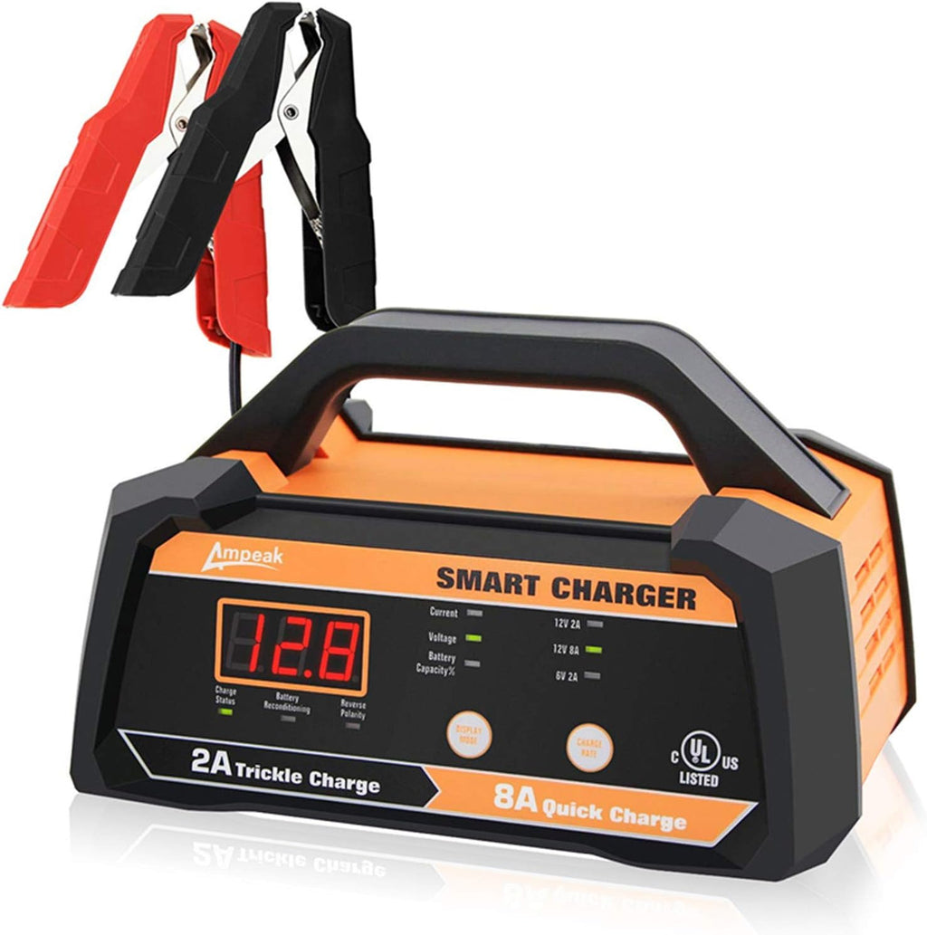 6V 12V Smart Car Battery Charger and Maintainer 2A 8A with Cable Clamps S7182