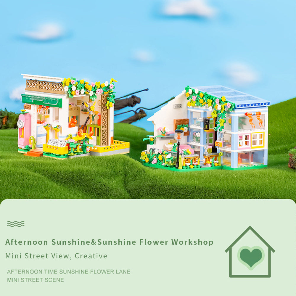 Dollhouse Miniature with Flower Shop, DIY Wooden Crafts Christmas Kit G48248