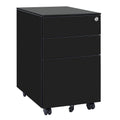 Black Movable File Cabinet with 3-Drawer W7291