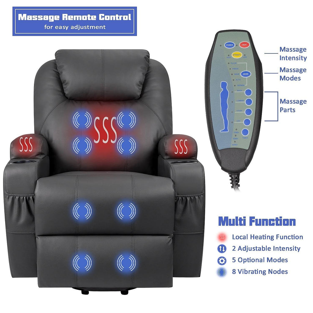 Black Power Lift Recliner with Massage and HEAT Y632