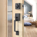 Satin Nickel Double Door Lock Set with Deadbolt and Lever Handle M1114