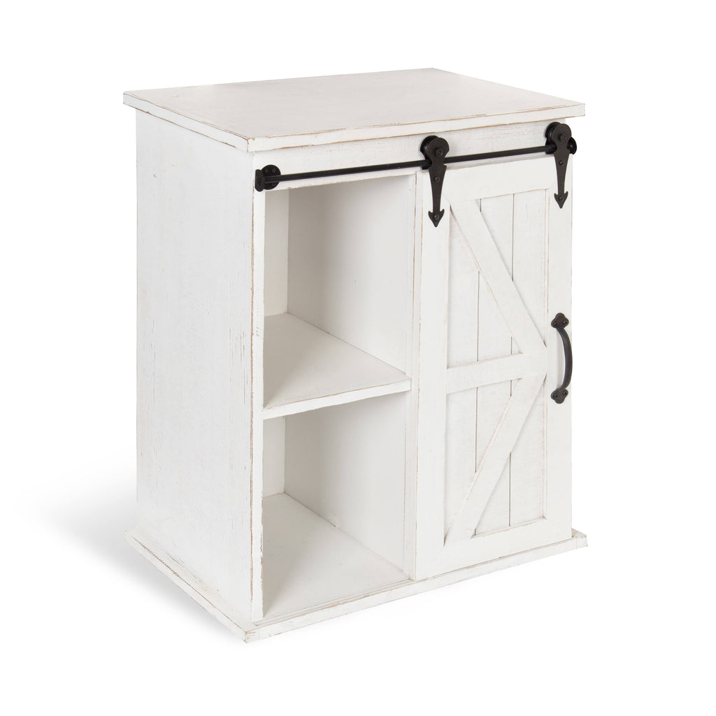 Antique White Wooden Freestanding Storage Cabinet with Sliding Barn Door P679749