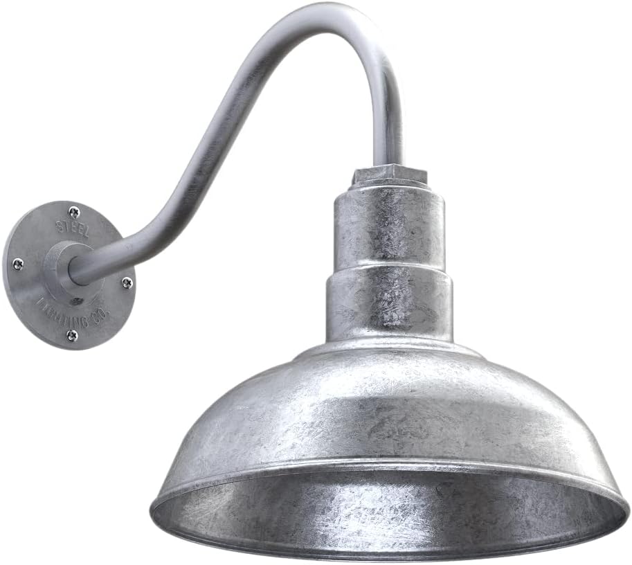 Black Outdoor Wall Mounted Barn Light with 12 inch Dome and 11 inch Straight Arm A701352