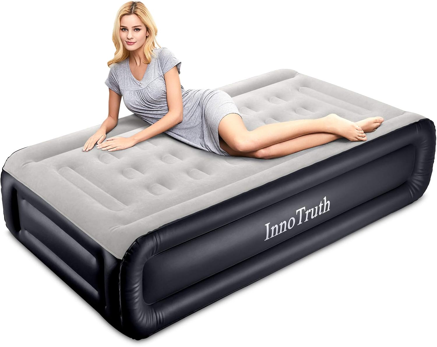 Queen Size Raised Inflatable Mattress with Built-in Pump and Carrying Bag C2917