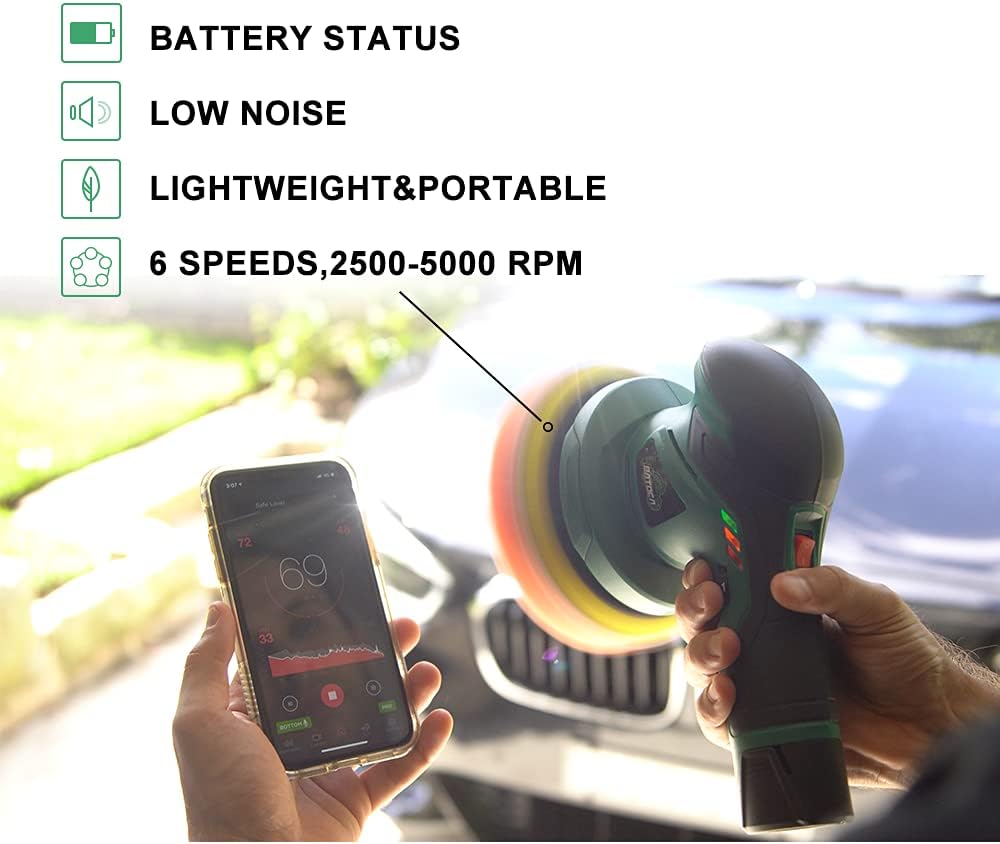 Cordless Car Buffer Polisher with 2pcs 12V Lithium Rechargeable Battery Brushless Polisher with Variable Speed, 2.0Ah Portable Wireless Buffer Kit H808813