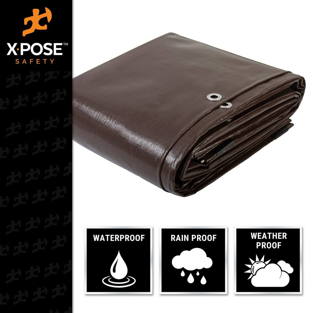 16 x 20 Super Heavy Duty 16 Mil Brown Poly Tarp Cover D203484