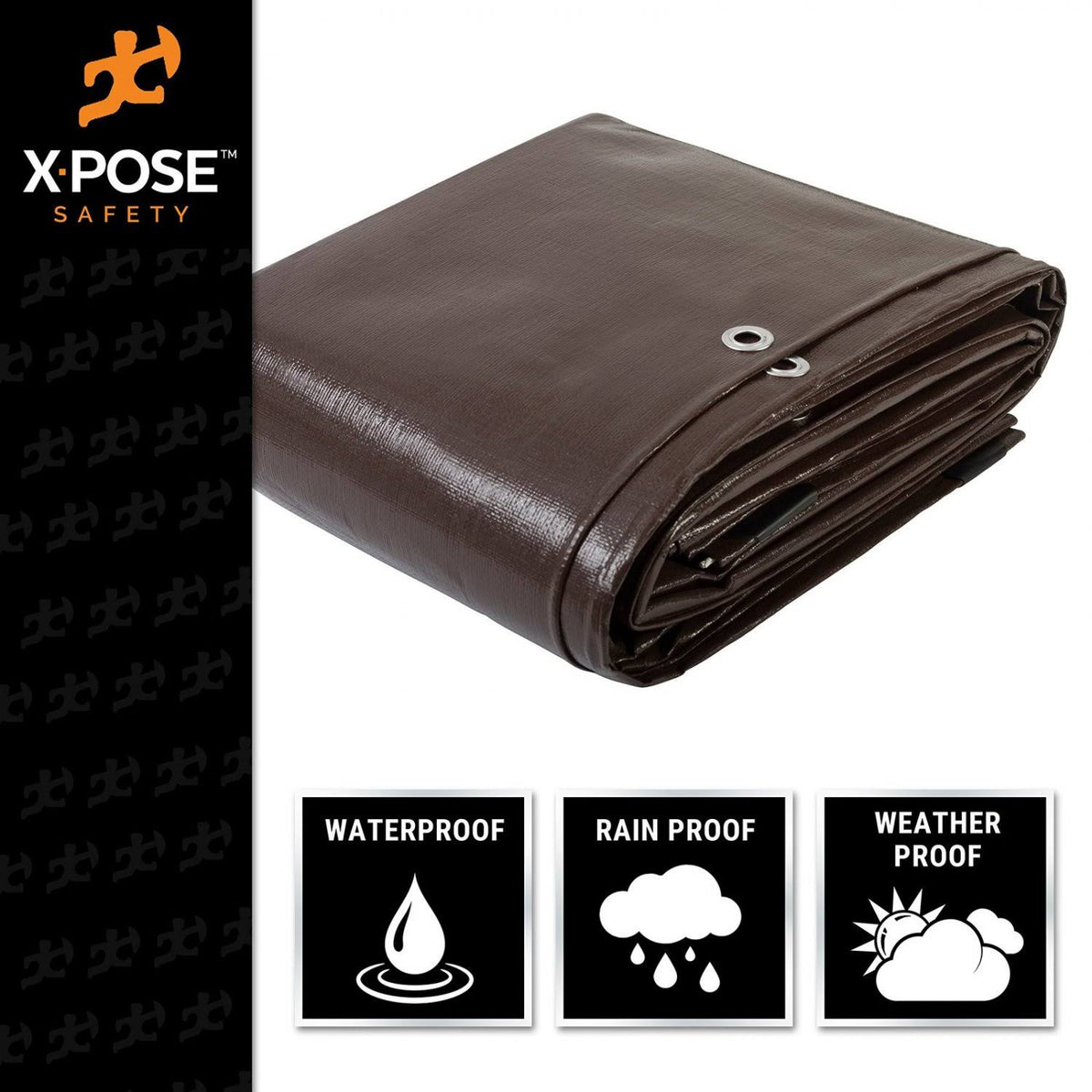 16 x 20 Super Heavy Duty 16 Mil Brown Poly Tarp Cover D203484