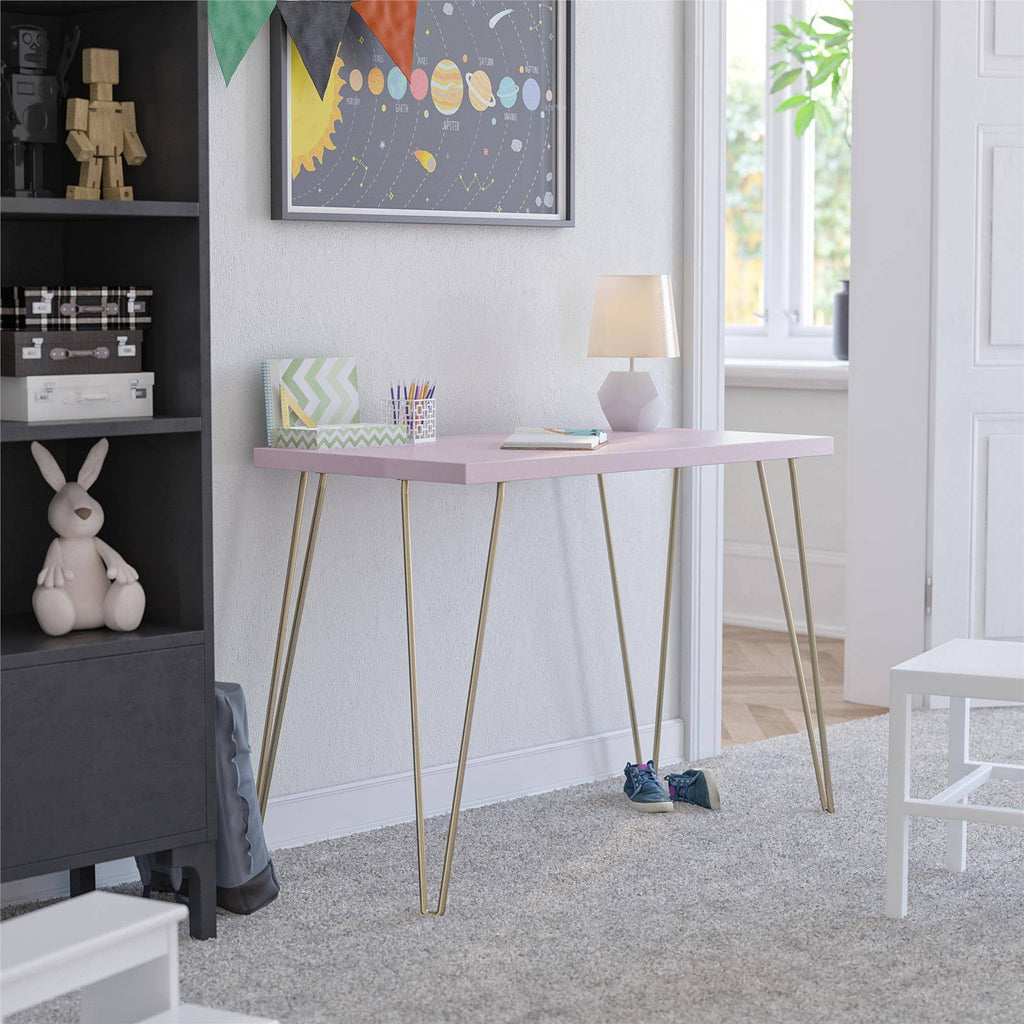 Retro Computer Desk Pink/Gold W644467