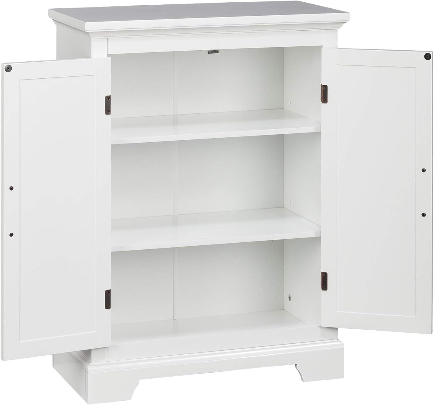 White Freestanding Floor Cabinet with 2 Doors 2 Adjustable Inner Shelves P5788