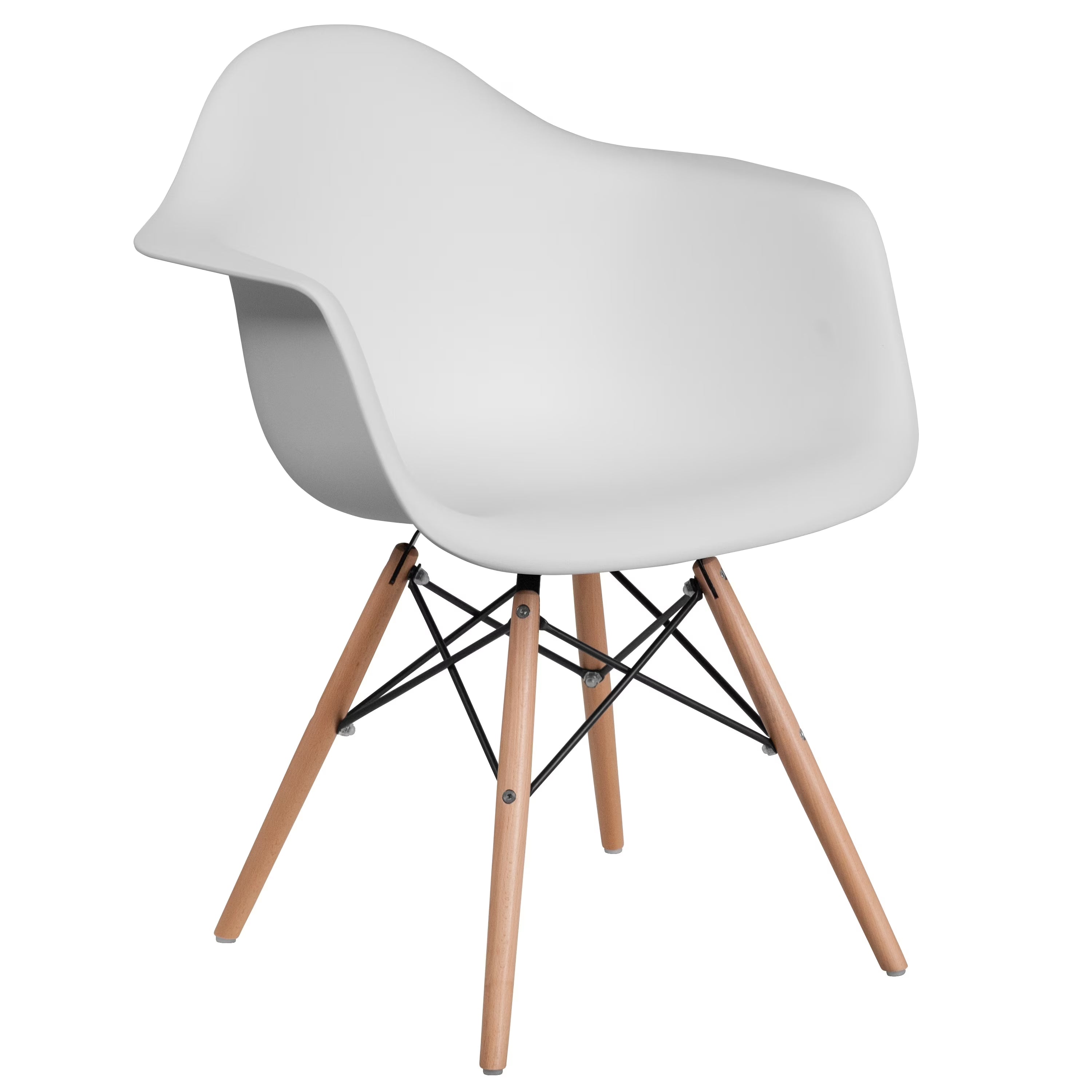 White Arm Chair with Wood Legs Q338