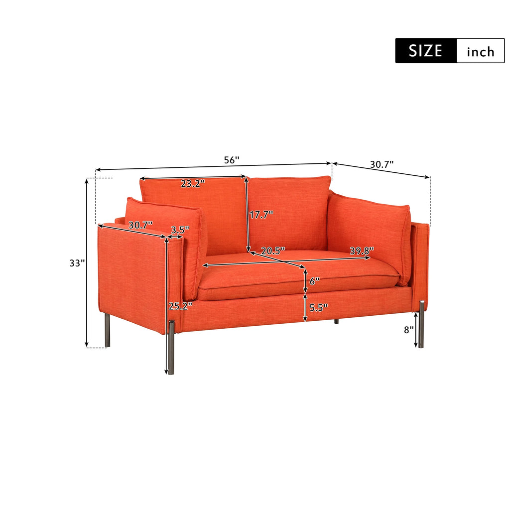 Linen Fabric Loveseat Couch I2794