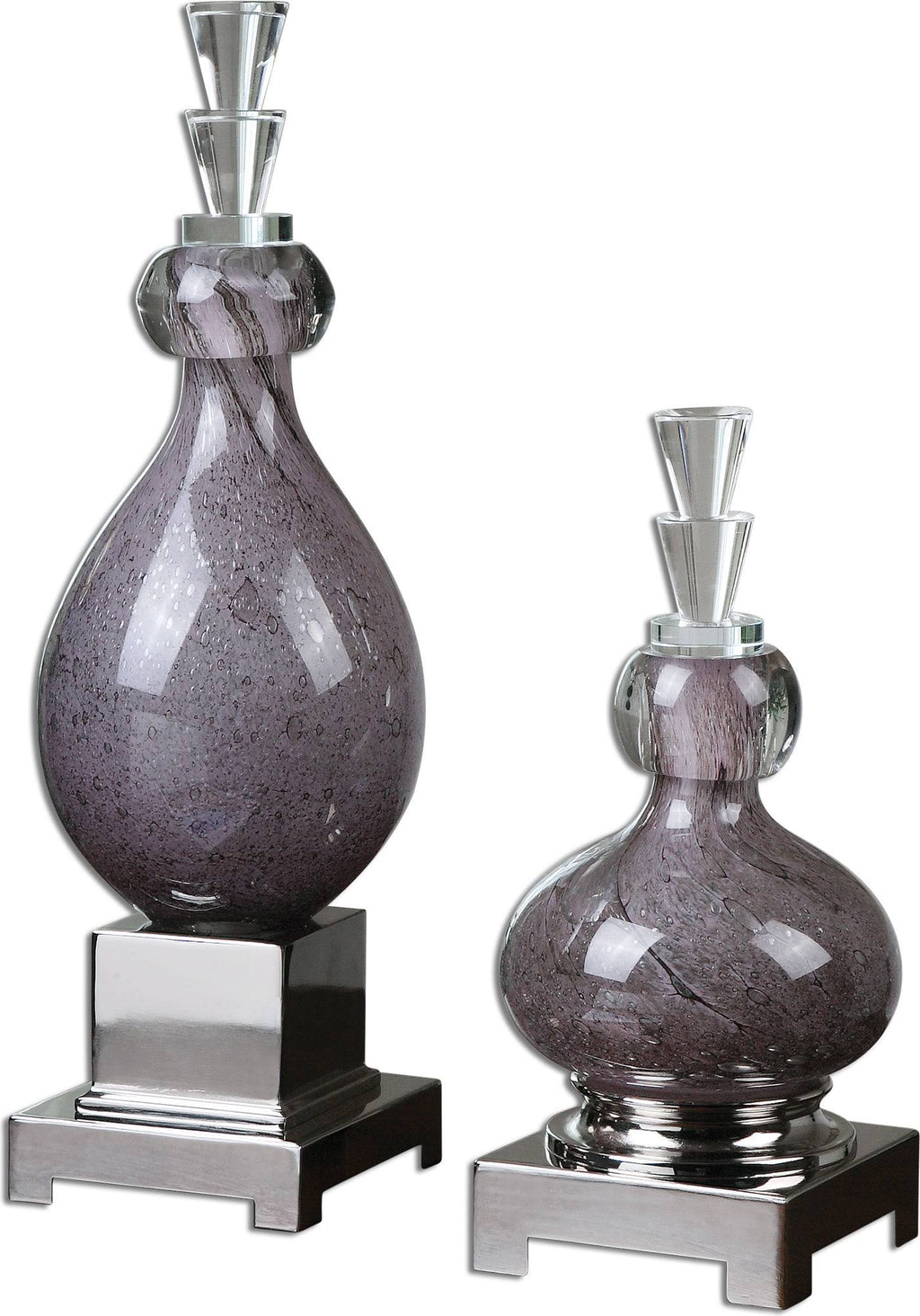 Purple Glass Bottles, Set of 2 P100820