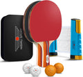 Ping Pong Paddles Set with Retractable Net and Storage Case, Pack of 2 R48100