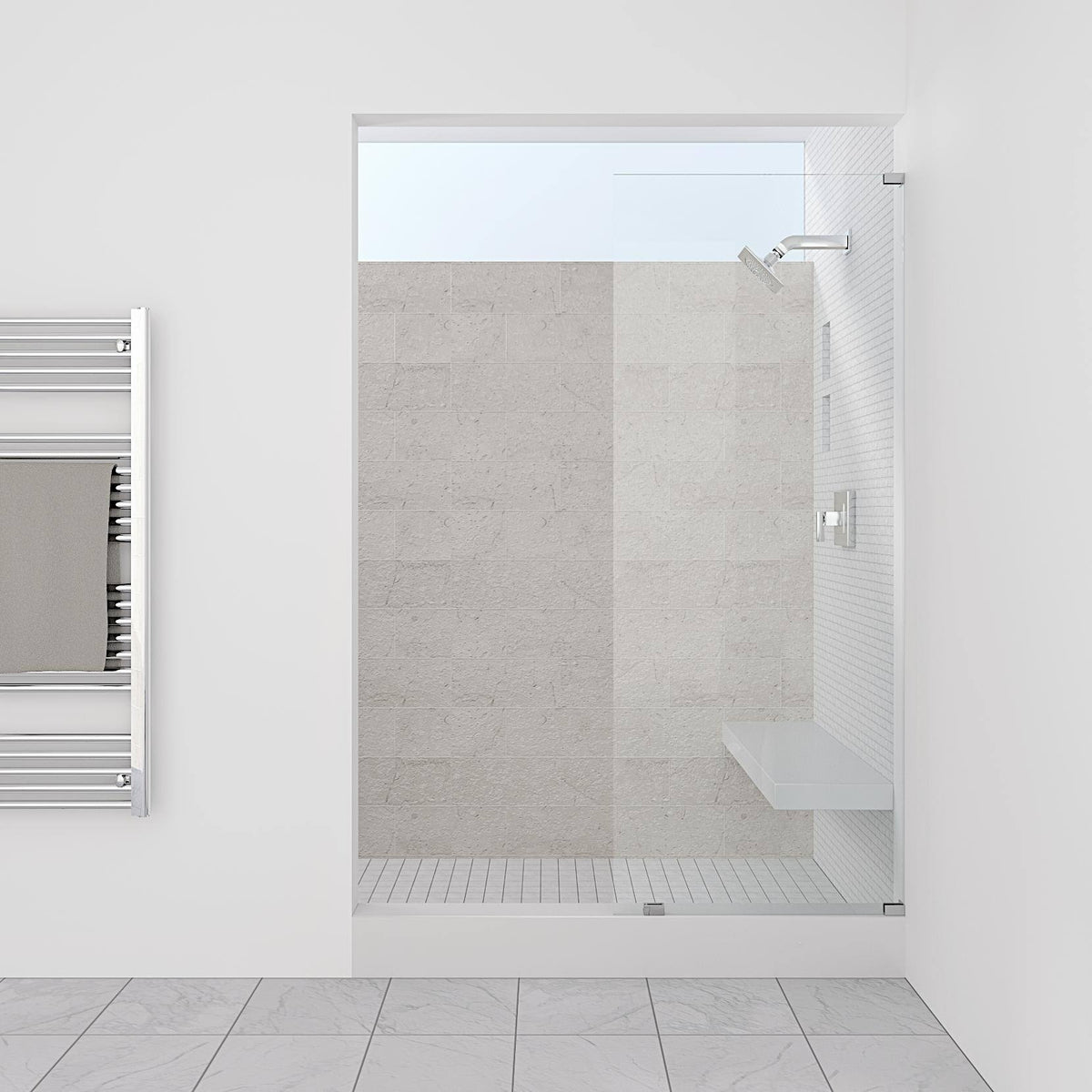 Chrome Frameless Fixed Glass Shower Panel F61555