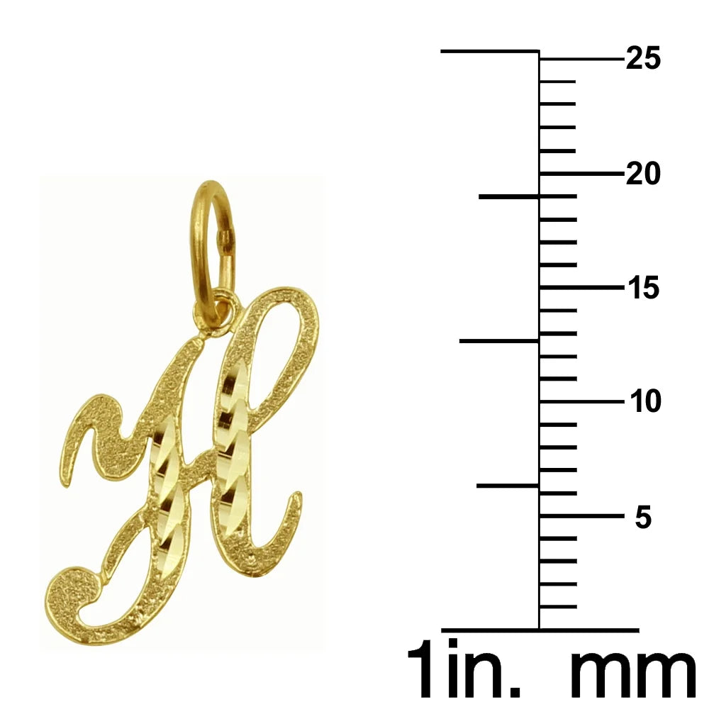 14K Yellow Gold Diamond-Cut Initial Pendant with 16" Chain Necklace P612336
