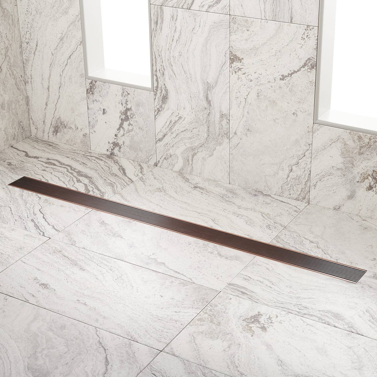 Oil Rubbed Bronze Linear Shower Drain with Flange A789879