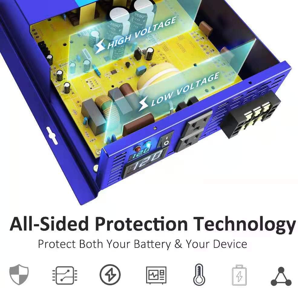 Pure Sine Wave Inverter 3500W 48V to 110V 120V AC with LED Display 2 AC Outlets B973
