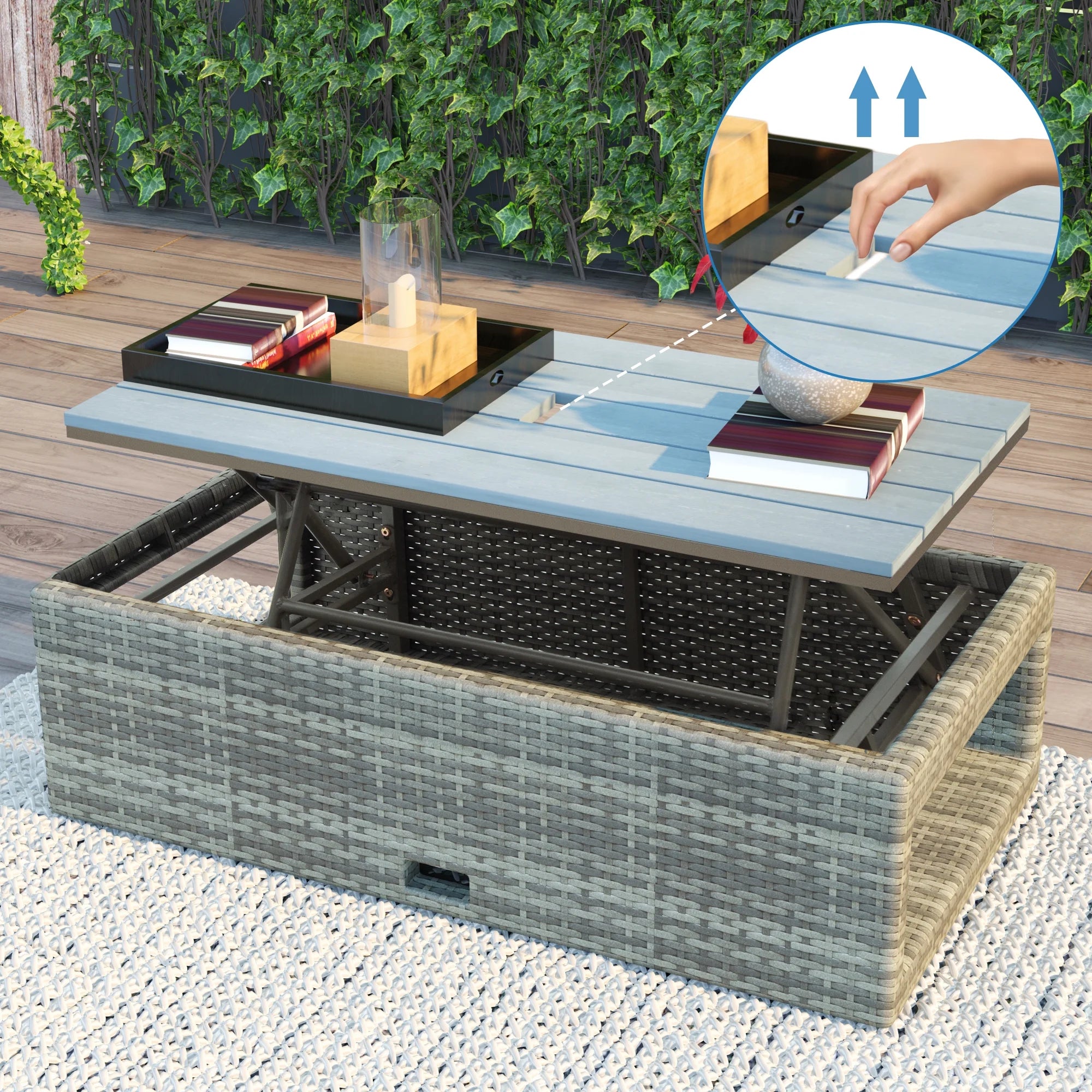 Grey 4 Piece PE Wicker Rattan Outdoor Sofa Set O24269
