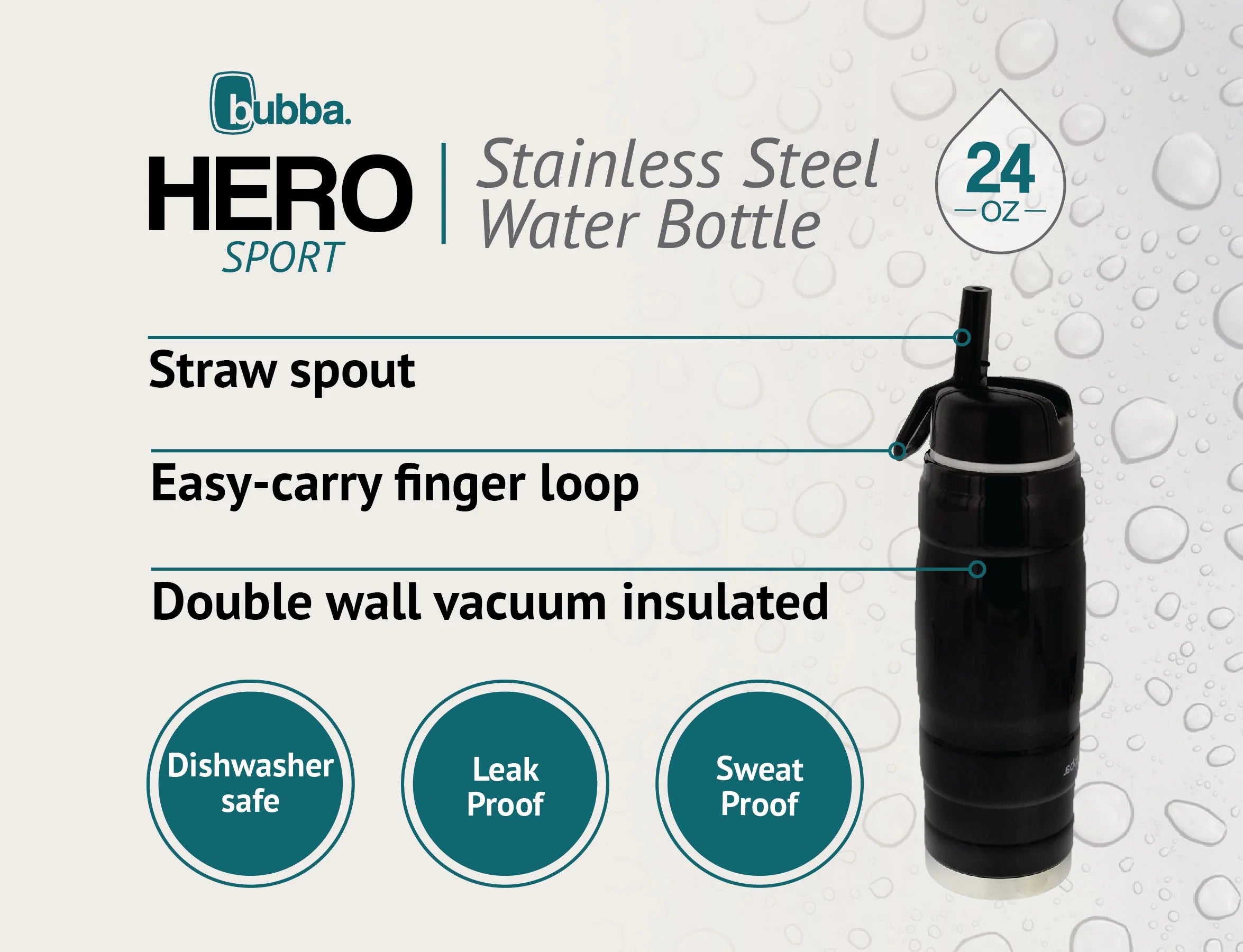 Black and Pink 24oz Stainless Steel Water Bottle M566