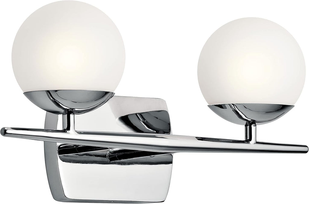 16.5 2 Light Halogen Vanity Light with Satin Etched Cased Opal Glass Natural Brass Q381