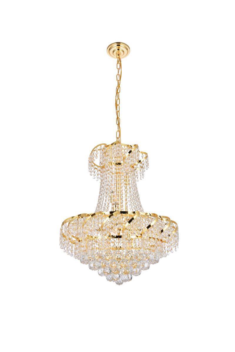 11 Light Gold Chandelier Clear Crystal E8508