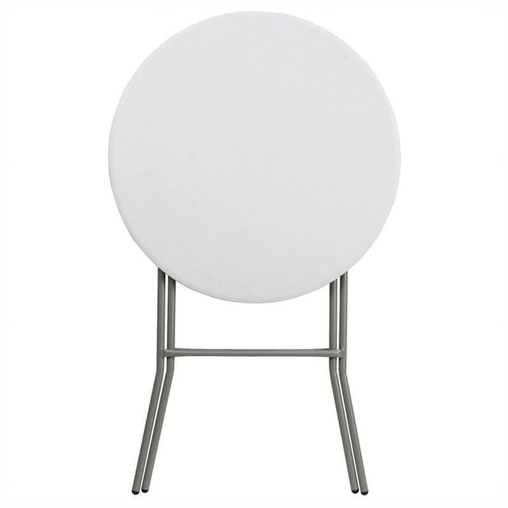 Round Granite Bar Height Folding Table in White S741