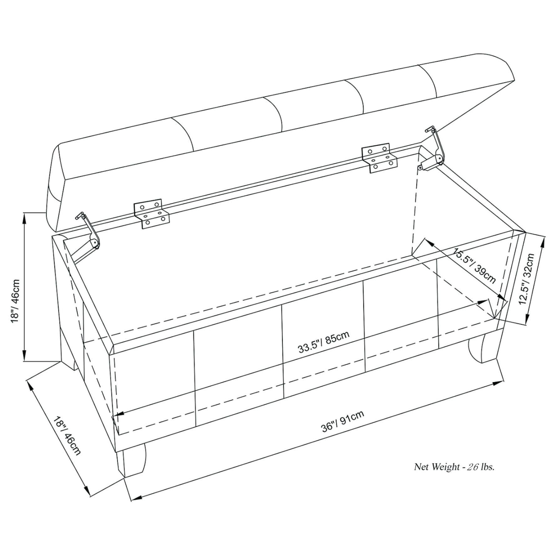 Black Storage Ottoman Bench O135299