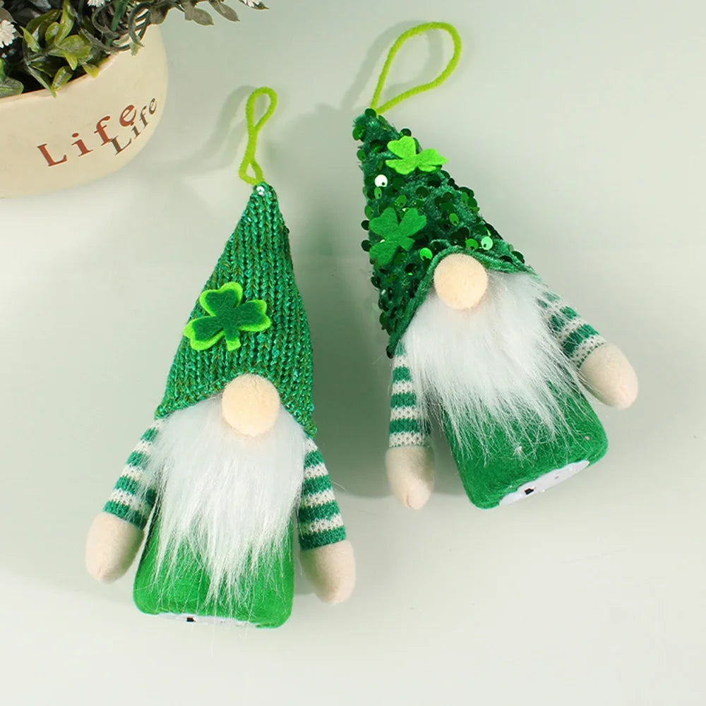 2 Pack St Patricks Day Gnome Plush Elf Decorations Table Decor Ornament Dwarf Figurines Green Handmade Faceless Gnome T3958