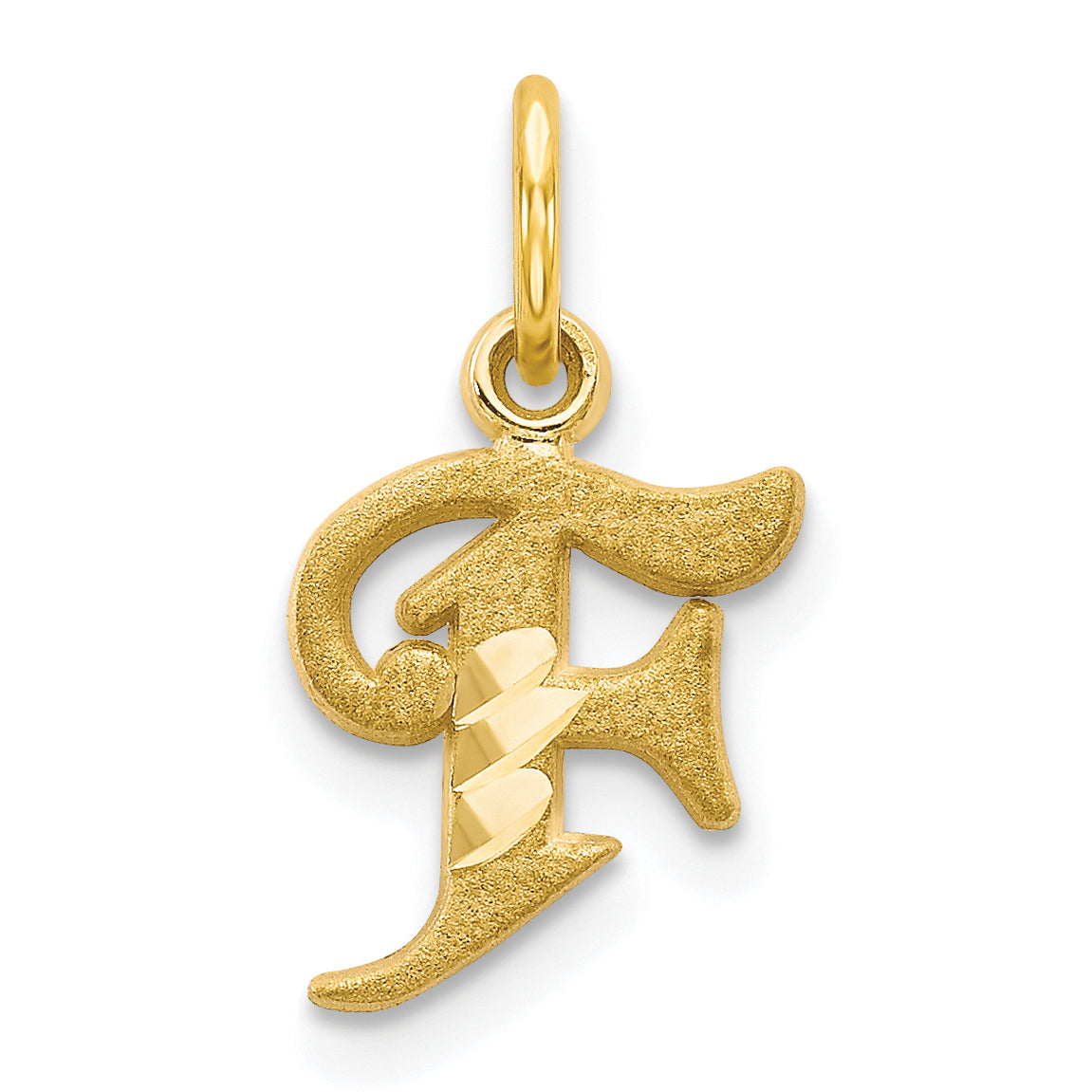10K Yellow Gold Initial F Pendant Charm with Rope Chain Necklace 20'' M81634
