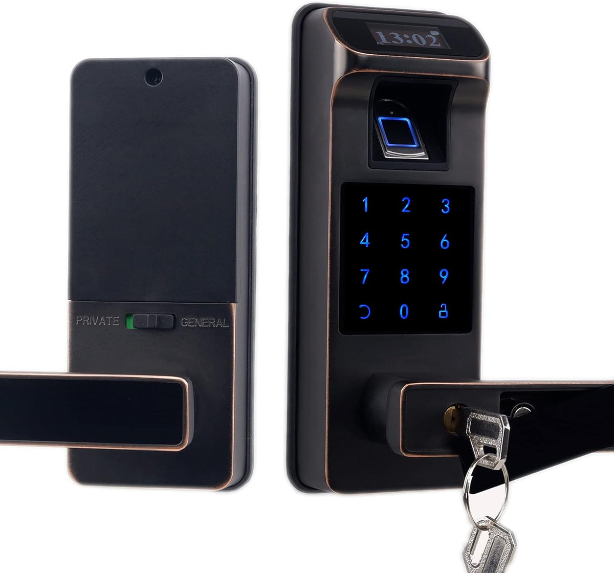Fingerprint Door Lock with Touchscreen and OLED Display, Keypad, Satin Nickel Q346