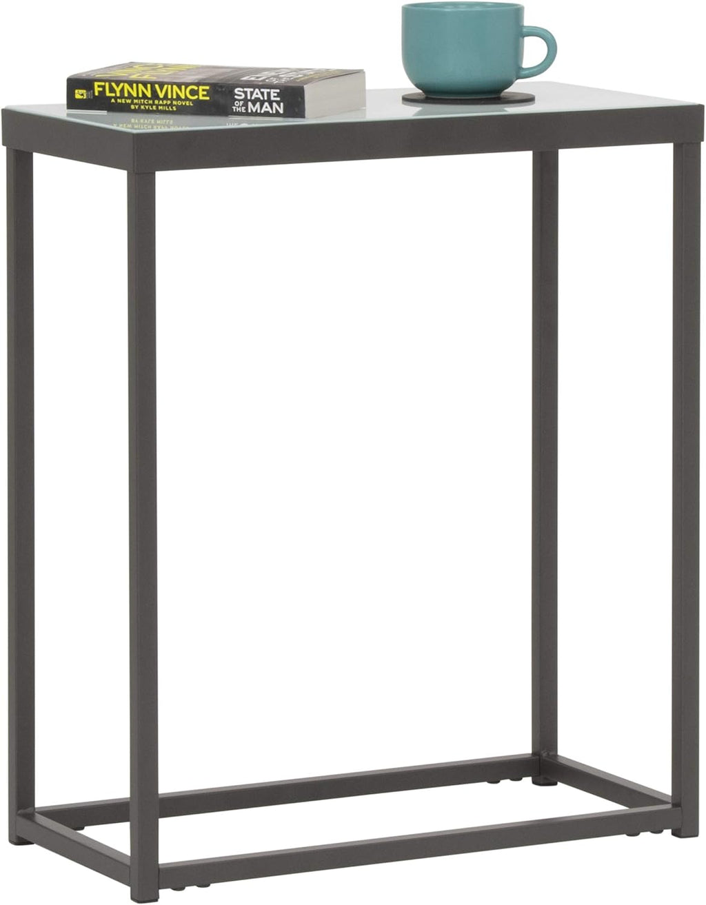Pewter End Table with Clear Glass C997