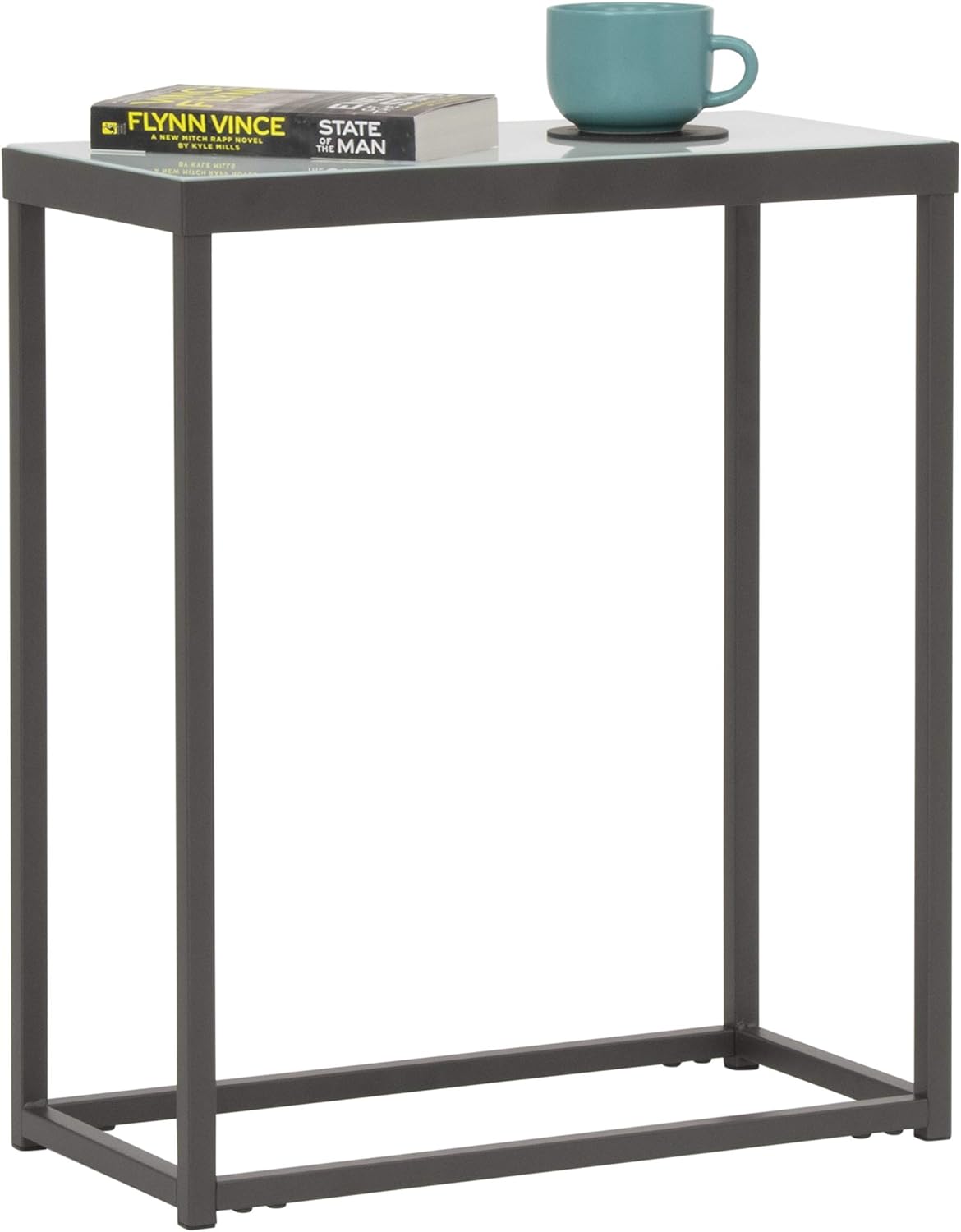 Pewter End Table with Clear Glass C997