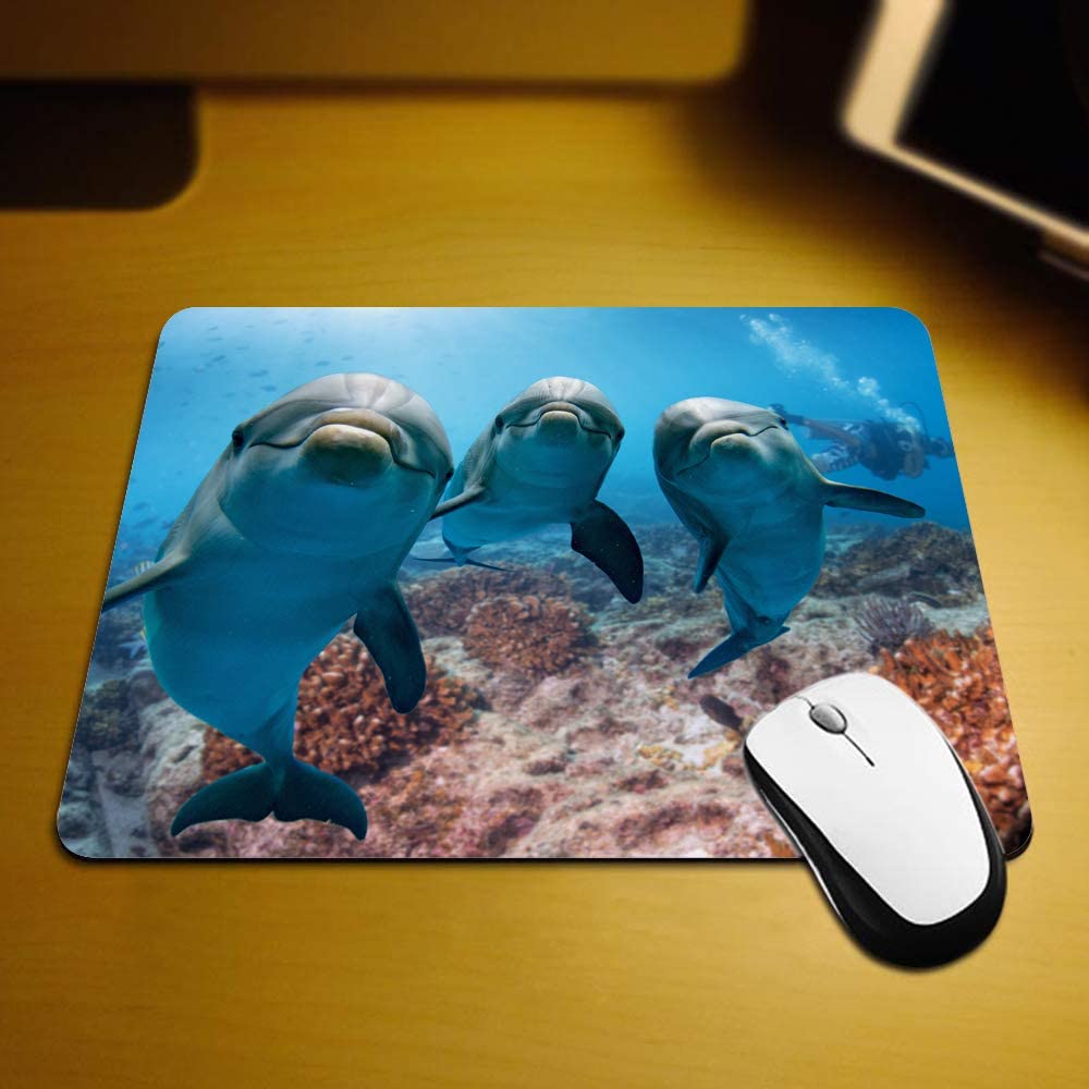 Cute Dolphins Non-Slip Rubber Mouse Pad 9.5 Inch x 7.9 Inch E107941