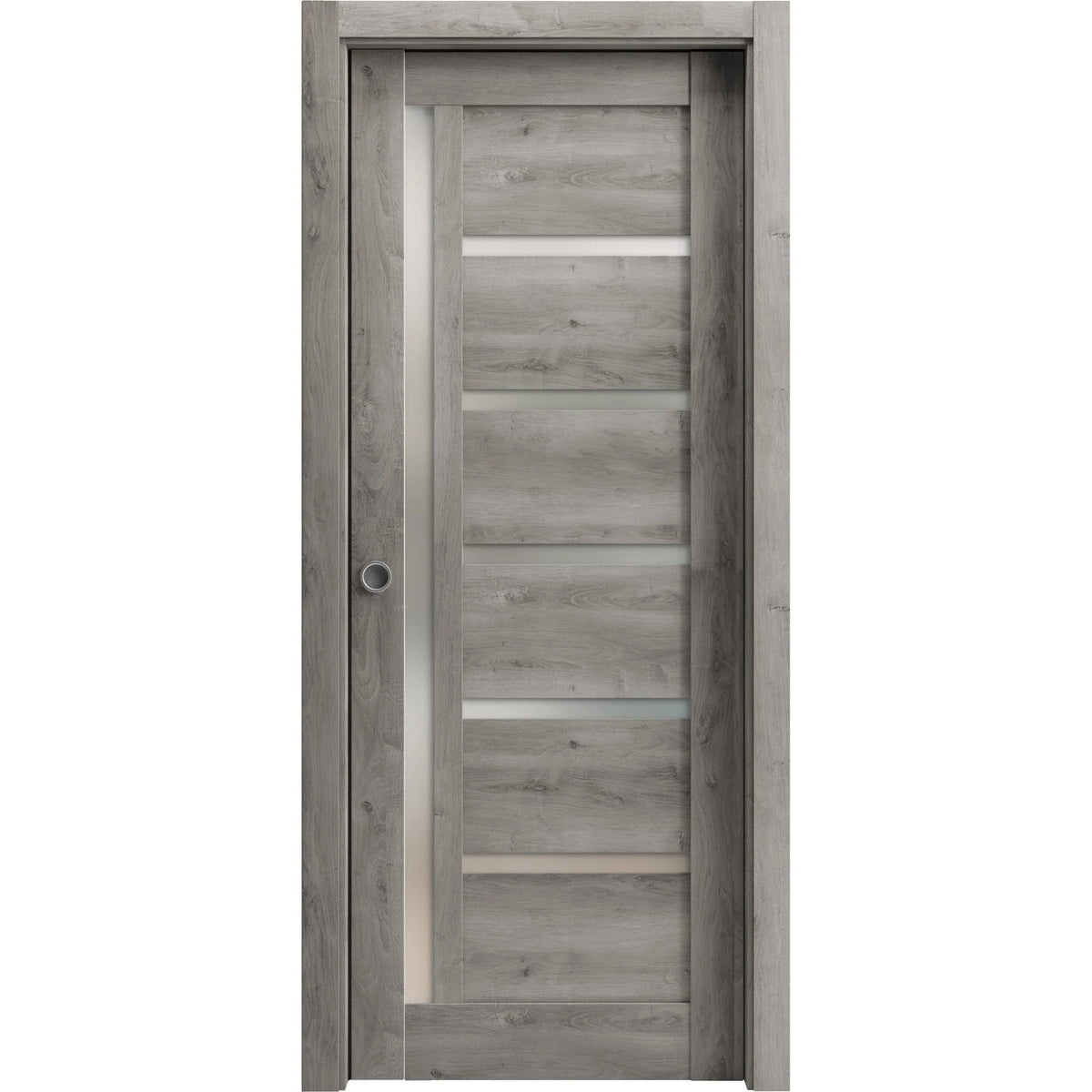 Sliding French Pocket Door 24 x 96 inches with Frosted Glass Solid Wood Interior Doors S138