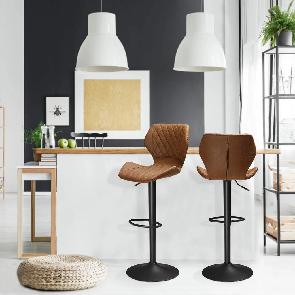 Set of 2 Adjustable PU Leather Bar Stools C2123