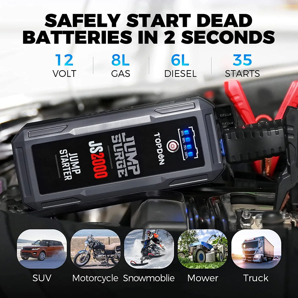 12V 2000A Peak Car Battery Charger Jump Starter P344625