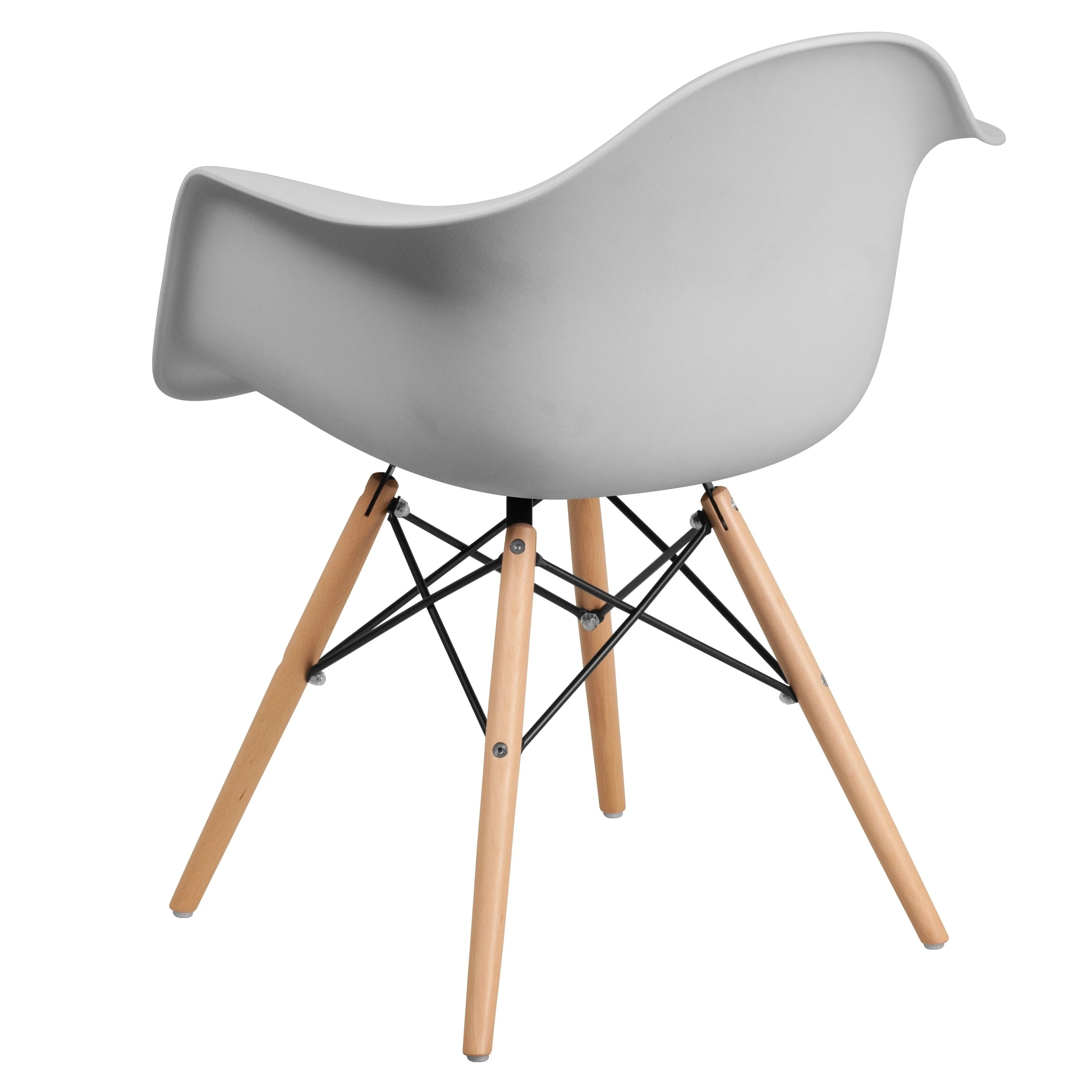 White Arm Chair with Wood Legs Q338