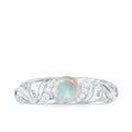 3/4 CT Ethiopian Opal and Diamond Solitaire Engagement Ring, 925 Sterling Silver, US 4.00 U18401