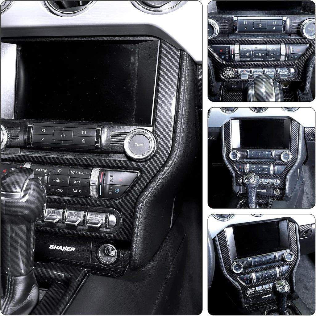 Carbon Fiber Center Console Multimedia Panel Decoration Trim Sticker Pack of 2 F668