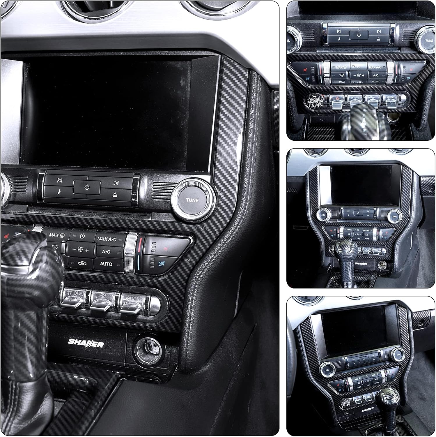 Carbon Fiber Center Console Multimedia Panel Decoration Trim Sticker Pack of 2 F668