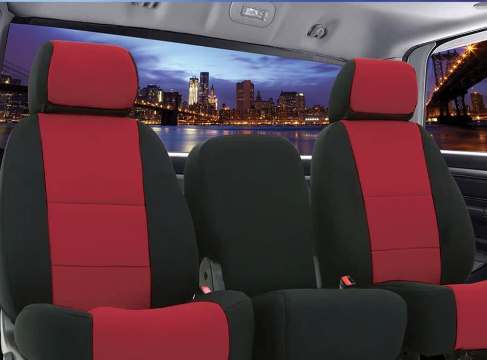 Red Rose & Black Neoprene Front Seat Covers U1058