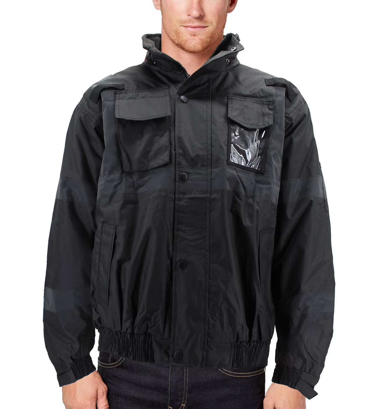 Mens Black High Visibility Water Resistant Reflective Work Jacket Z45383